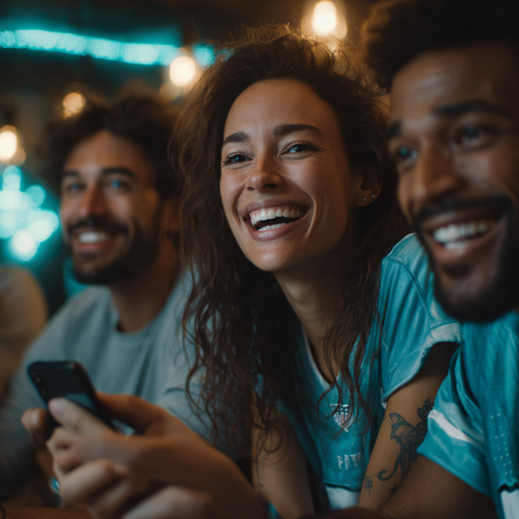Fans engaging with phones at sporting event