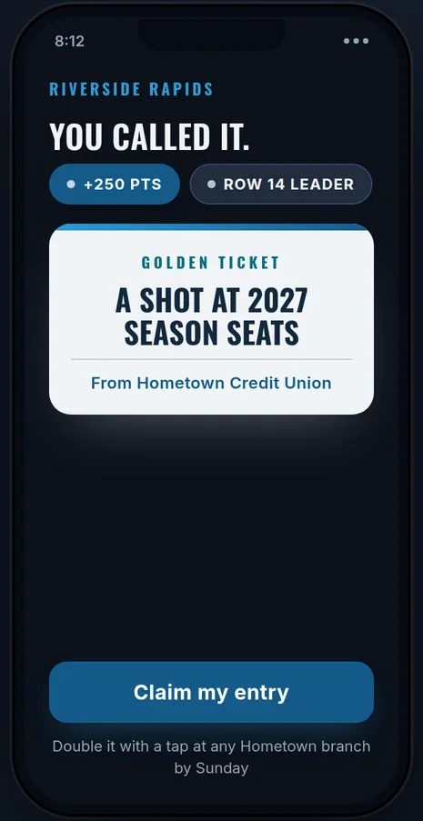 Phone showing a sponsor reward for a correct call
